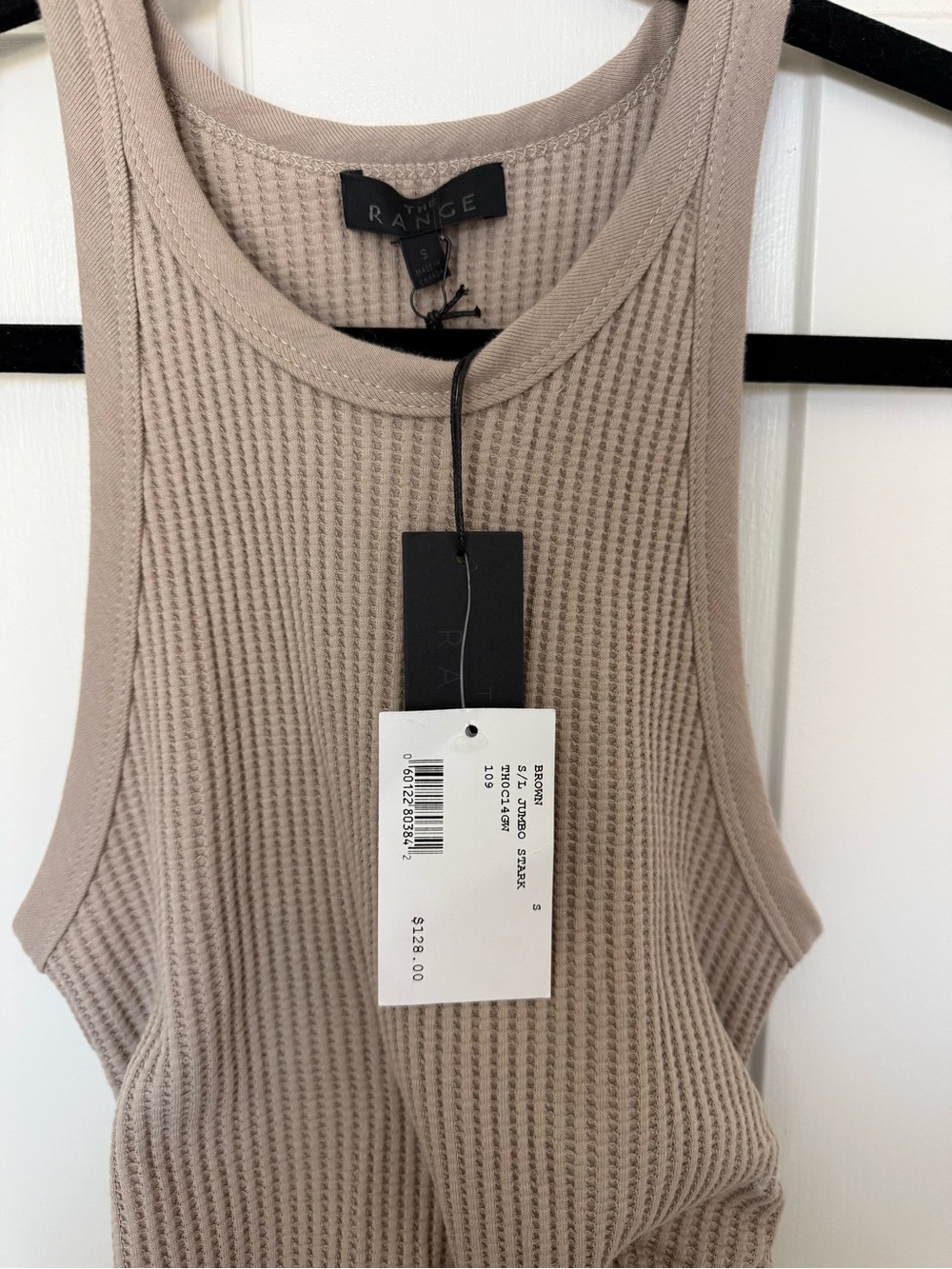 The Range Ribbed Drawstring Tank Top - Taupe - Picture 3 of 5